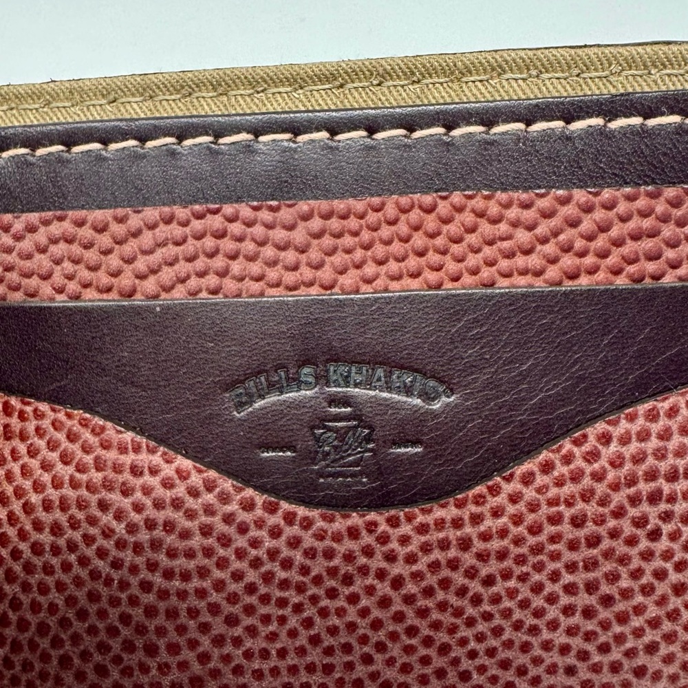 Bills Khakis | Classic Brown Leather Wallet, Made From Football Material - NWOT - Picture 3 of 6
